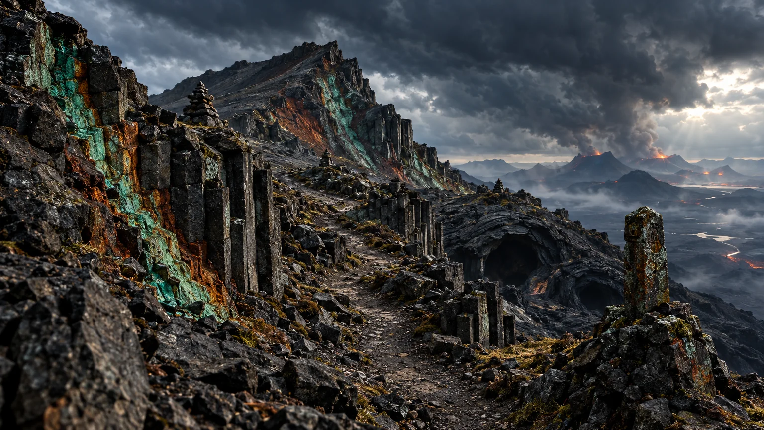A mineral-rich highland scene, currently an unconfirmed concept.