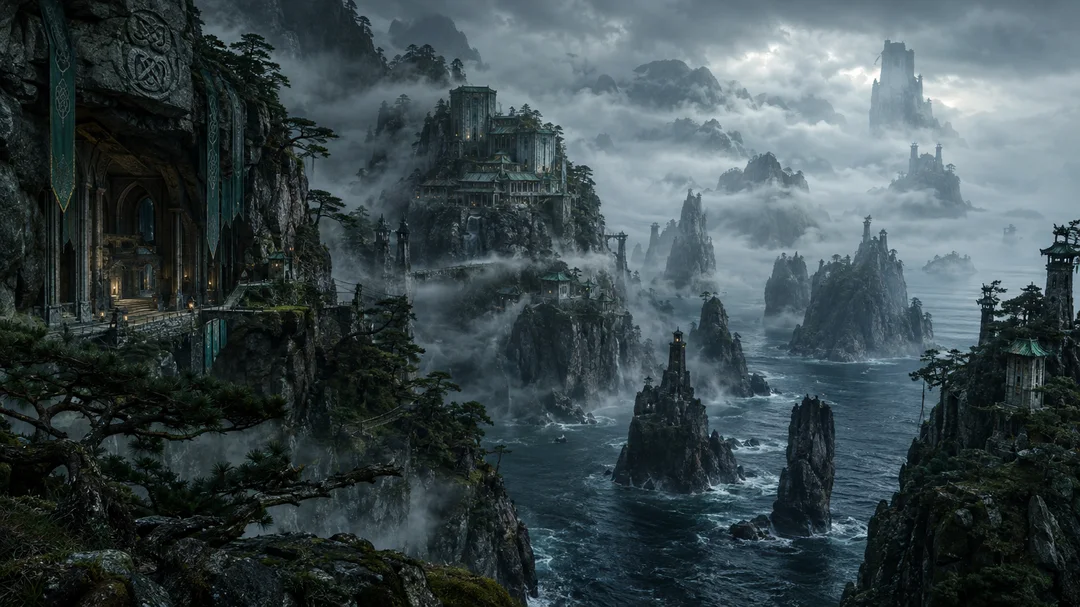 Artwork depicting: At the veiled edge of the map